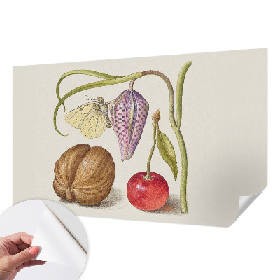 Papel de parede 3D com estampa de planta borboleta