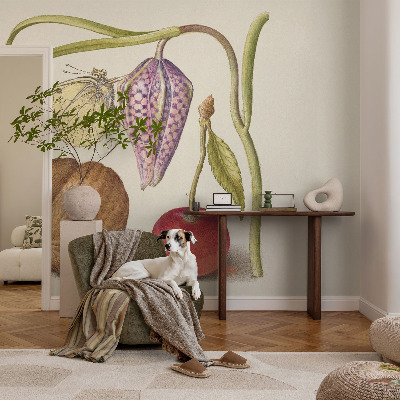 Papel de parede 3D com estampa de planta borboleta