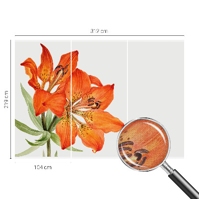 Papel de parede para criança com padrão de lírios laranja