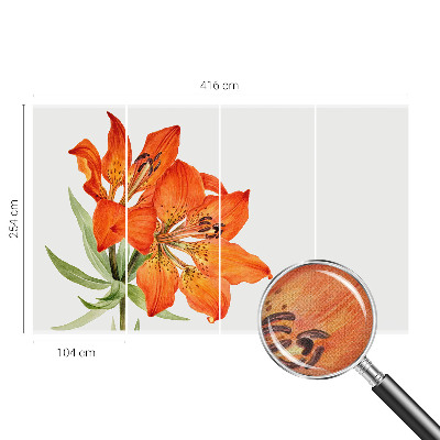 Papel de parede para criança com padrão de lírios laranja