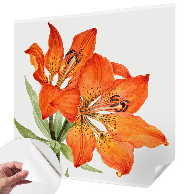 Papel de parede para criança com padrão de lírios laranja