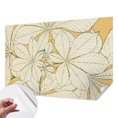 Papel de parede autocolante para quarto com padrão de folhas de castanheiro