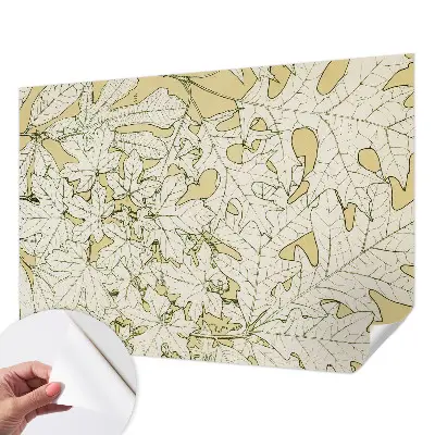 Papel de parede autocolante para sala com estampa de folhas de árvore