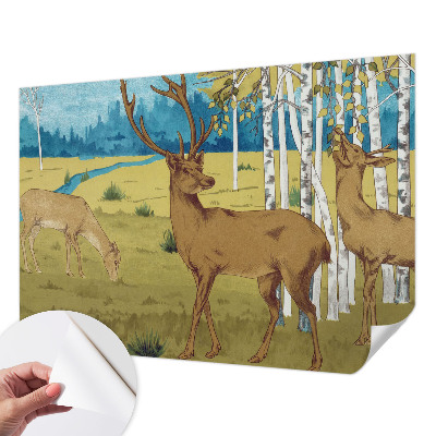 Papel de parede autocolante para sala Harmonia da floresta