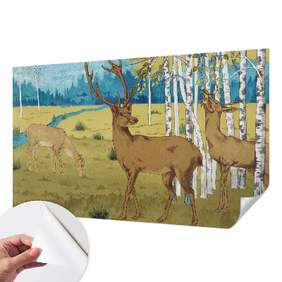 Papel de parede autocolante para sala Harmonia da floresta