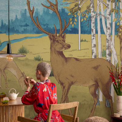 Papel de parede autocolante para sala Harmonia da floresta