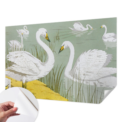 Papel de parede infantil com estampa inspirada no Lago dos Cisnes
