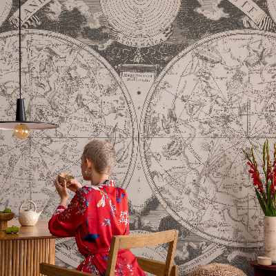 Papel de parede autocolante para quarto com estampa de mapa estelar