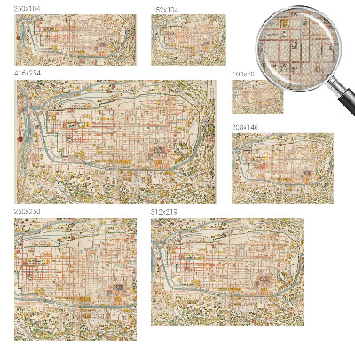 Autocolante de parede fotográfico com estampa de mapa antigo