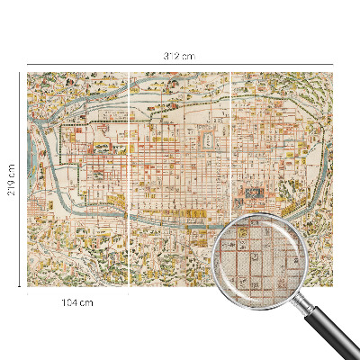 Autocolante de parede fotográfico com estampa de mapa antigo