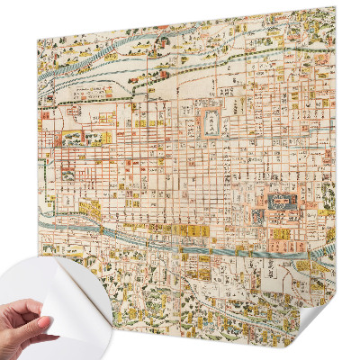 Autocolante de parede fotográfico com estampa de mapa antigo