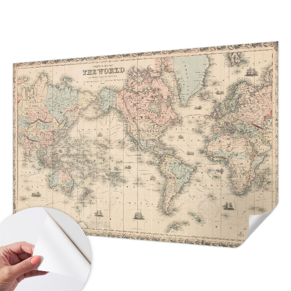 Papel de parede 3D com estampa de mapa histórico