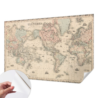 Papel de parede 3D com estampa de mapa histórico