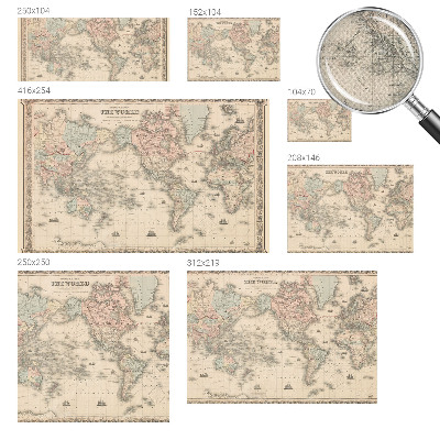 Papel de parede 3D com estampa de mapa histórico
