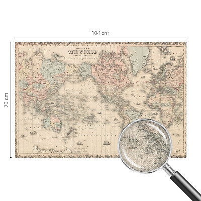 Papel de parede 3D com estampa de mapa histórico