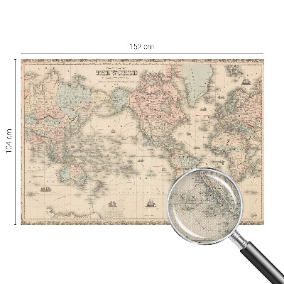 Papel de parede 3D com estampa de mapa histórico