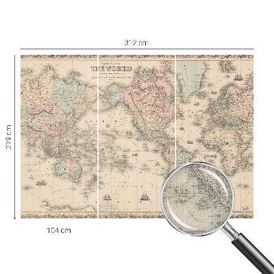Papel de parede 3D com estampa de mapa histórico