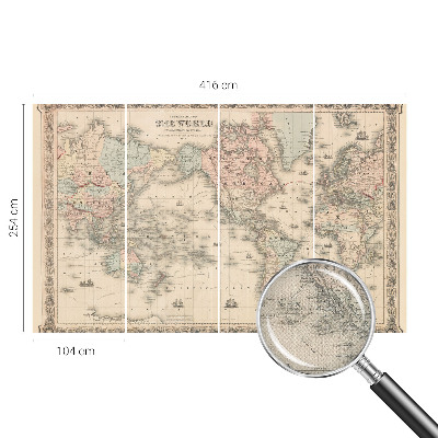Papel de parede 3D com estampa de mapa histórico