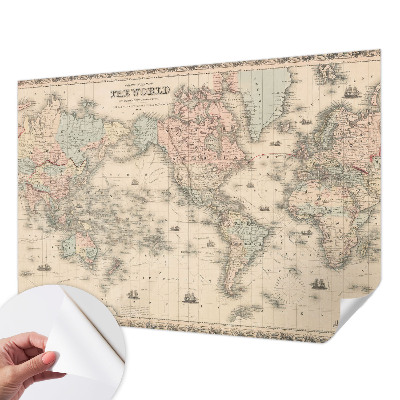 Papel de parede 3D com estampa de mapa histórico