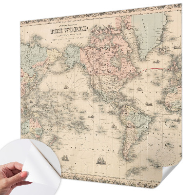 Papel de parede 3D com estampa de mapa histórico