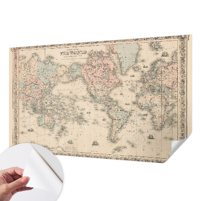 Papel de parede 3D com estampa de mapa histórico