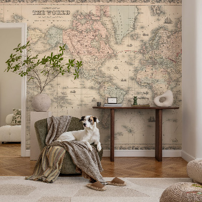 Papel de parede 3D com estampa de mapa histórico