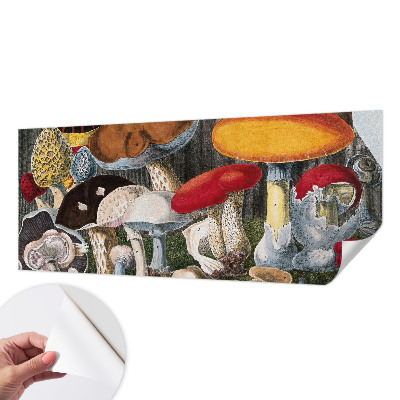 Papel de parede autocolante para sala com cogumelos botânicos