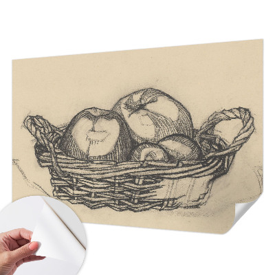 Papel de parede infantil com tema de cesta de frutas