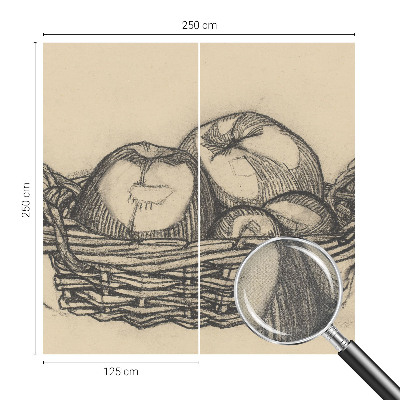 Papel de parede infantil com tema de cesta de frutas