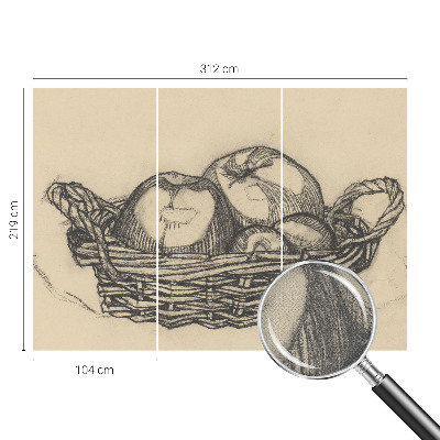 Papel de parede infantil com tema de cesta de frutas