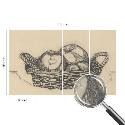 Papel de parede infantil com tema de cesta de frutas