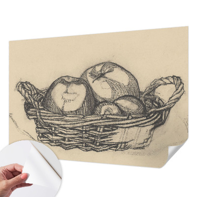 Papel de parede infantil com tema de cesta de frutas