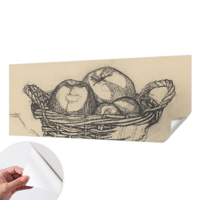 Papel de parede infantil com tema de cesta de frutas