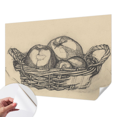 Papel de parede infantil com tema de cesta de frutas