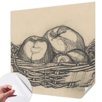 Papel de parede infantil com tema de cesta de frutas