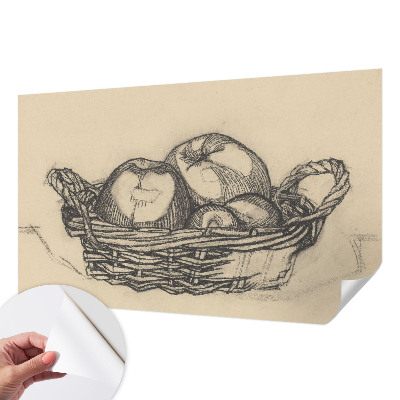 Papel de parede infantil com tema de cesta de frutas