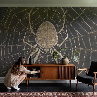Papel de parede autocolante para quarto com padrão de teia de aranha