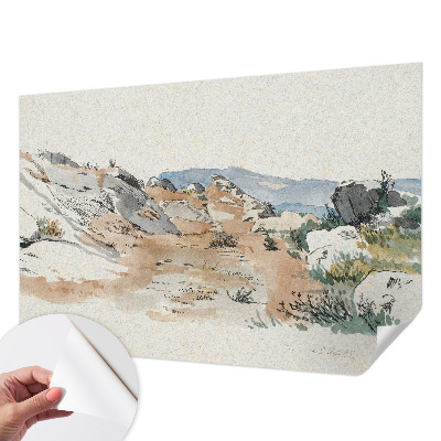 Papel de parede autocolante para quarto com paisagem rochosa