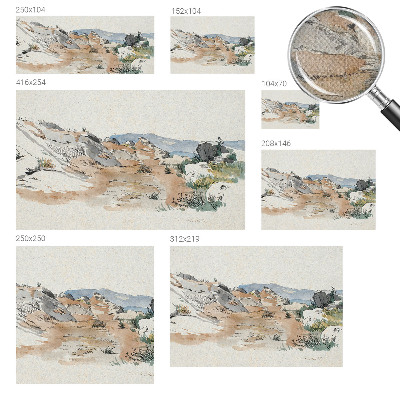 Papel de parede autocolante para quarto com paisagem rochosa