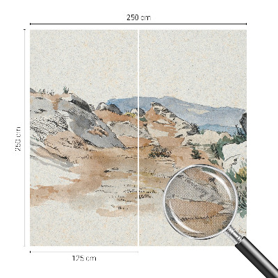 Papel de parede autocolante para quarto com paisagem rochosa