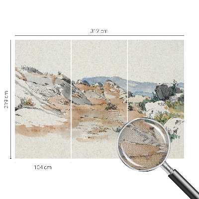 Papel de parede autocolante para quarto com paisagem rochosa