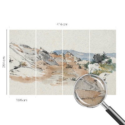 Papel de parede autocolante para quarto com paisagem rochosa
