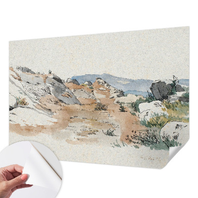 Papel de parede autocolante para quarto com paisagem rochosa