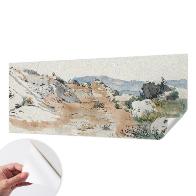 Papel de parede autocolante para quarto com paisagem rochosa