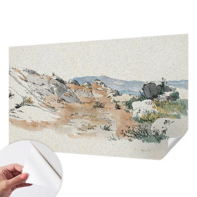 Papel de parede autocolante para quarto com paisagem rochosa