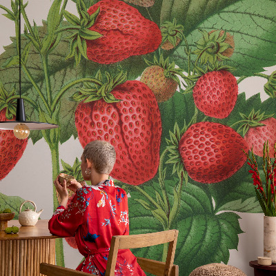 Papel de parede 3D com estampa de frutas de verão