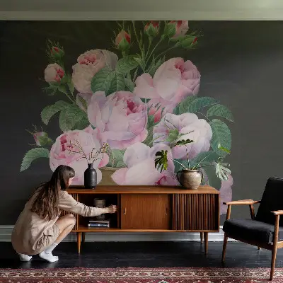 Papel de parede infantil com padrão floral elegante
