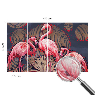 Autocolante de parede fotográfico flamingos cor-de-rosa