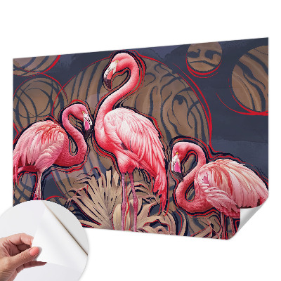Autocolante de parede fotográfico flamingos cor-de-rosa