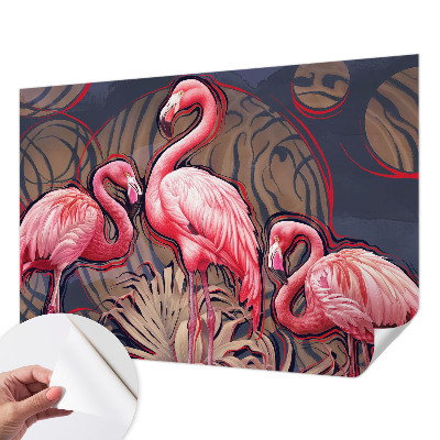 Autocolante de parede fotográfico flamingos cor-de-rosa
